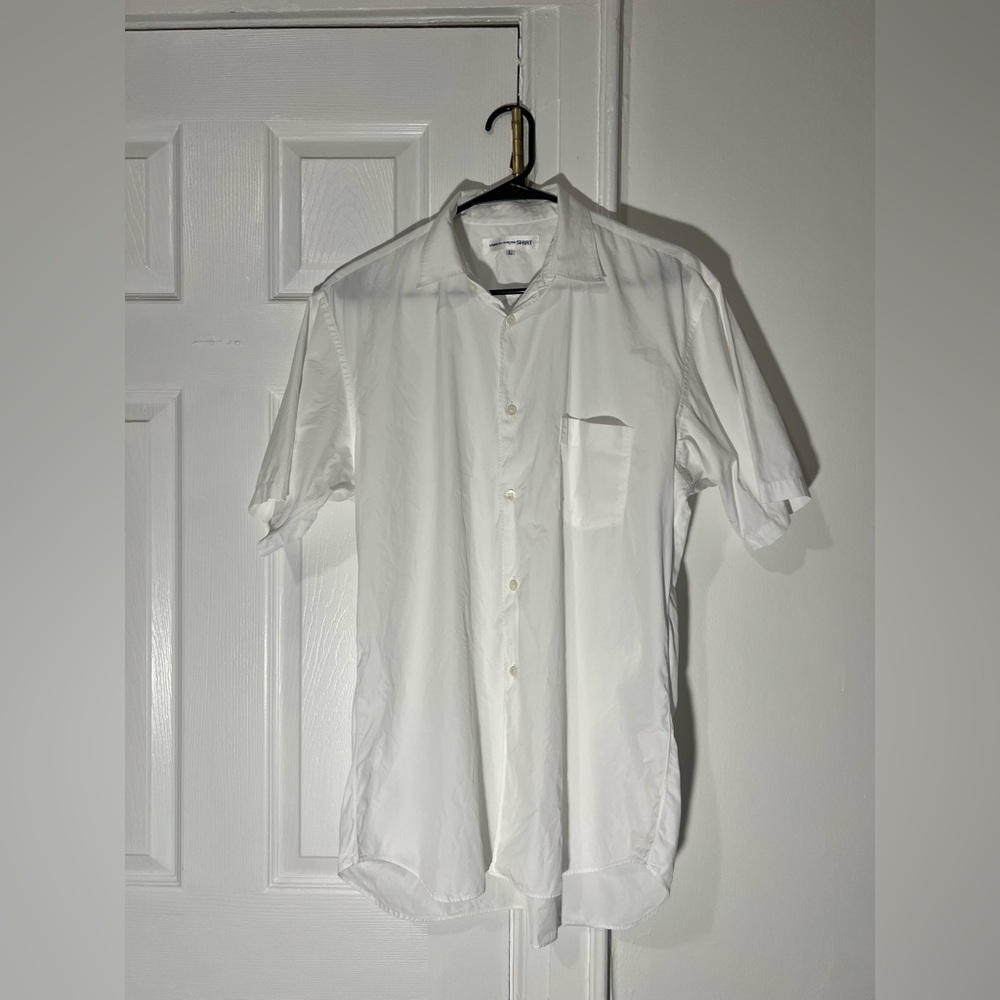 Comme des Garcons Shirt White Short Sleeve Button Down Top